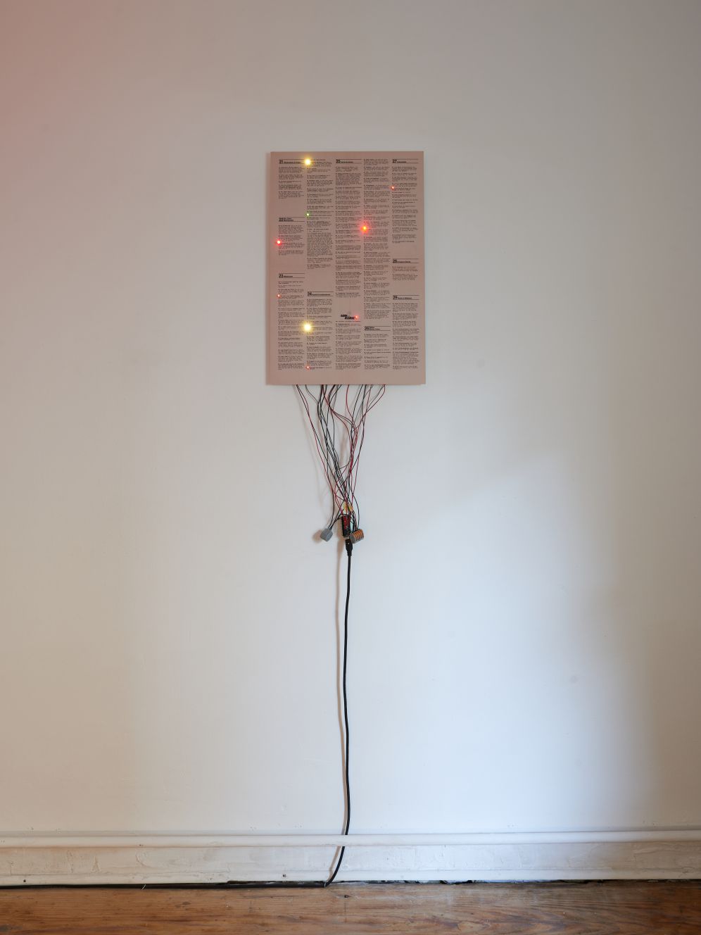 *Ein-, Zwei-, Mehrsamkeit*, Digital print on cardboard, LED, cable, Arduino platform, 47 x 31 cm, 2020