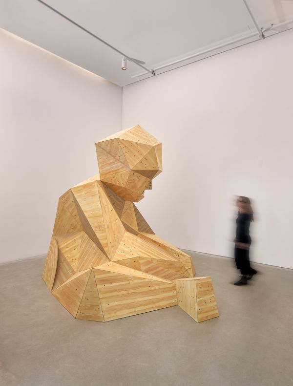 Mdf, trompe-l'&oelig;il wood grain painting, ca. 360 x 375 x 360 cm