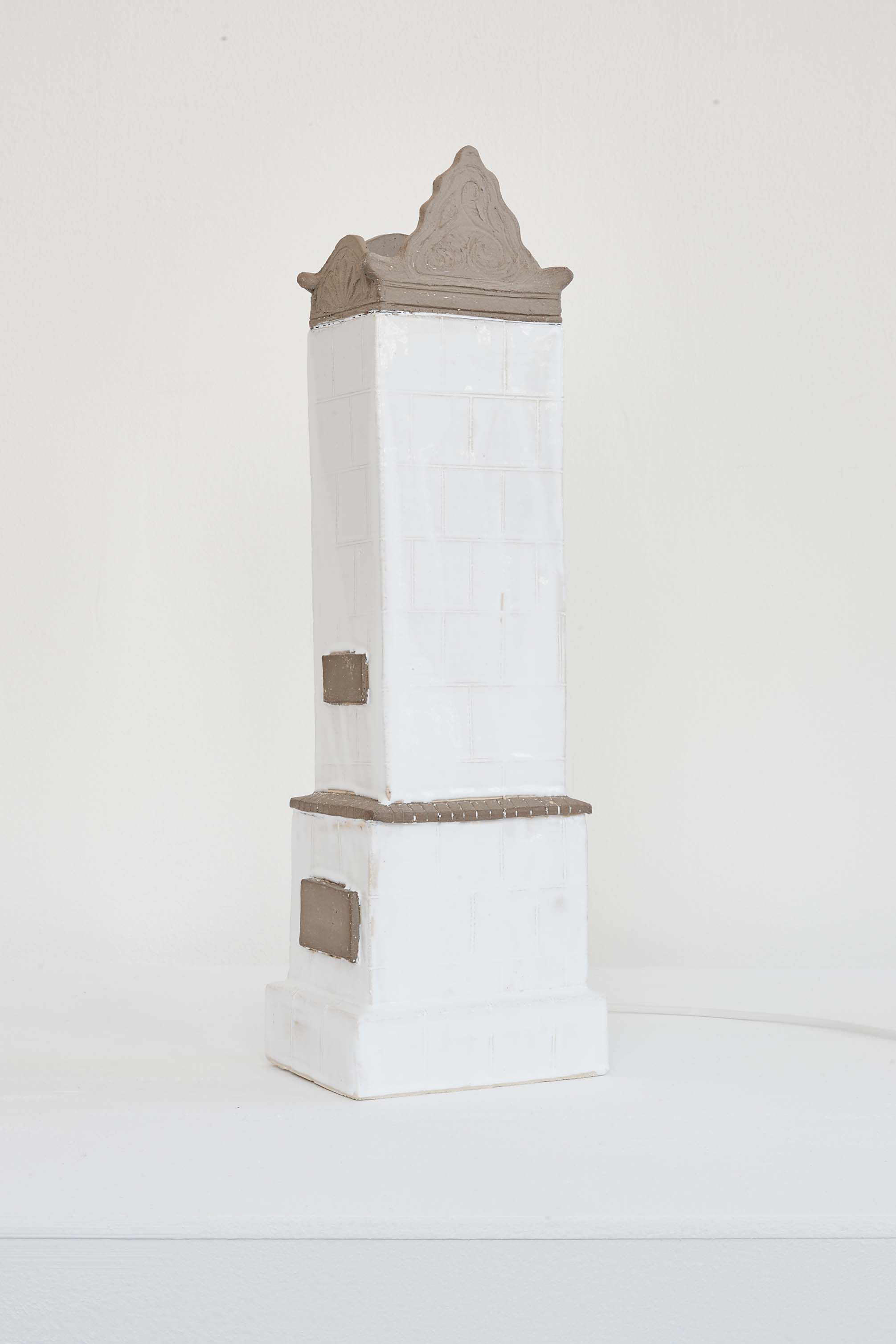 Astrid, Glazed ceramic, electrical wiring and heating film, 54 &times; 15 &times; 13 cm, 2020