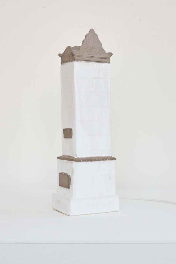 Astrid, Glazed ceramic, electrical wiring and heating film, 54 &times; 15 &times; 13 cm, 2020